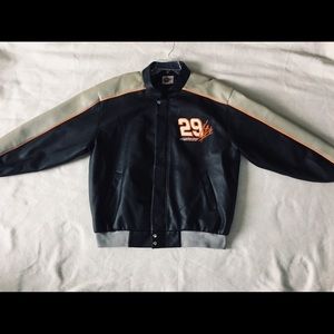 Kevin Harvick LEATHER Jacket w/ autographed hat